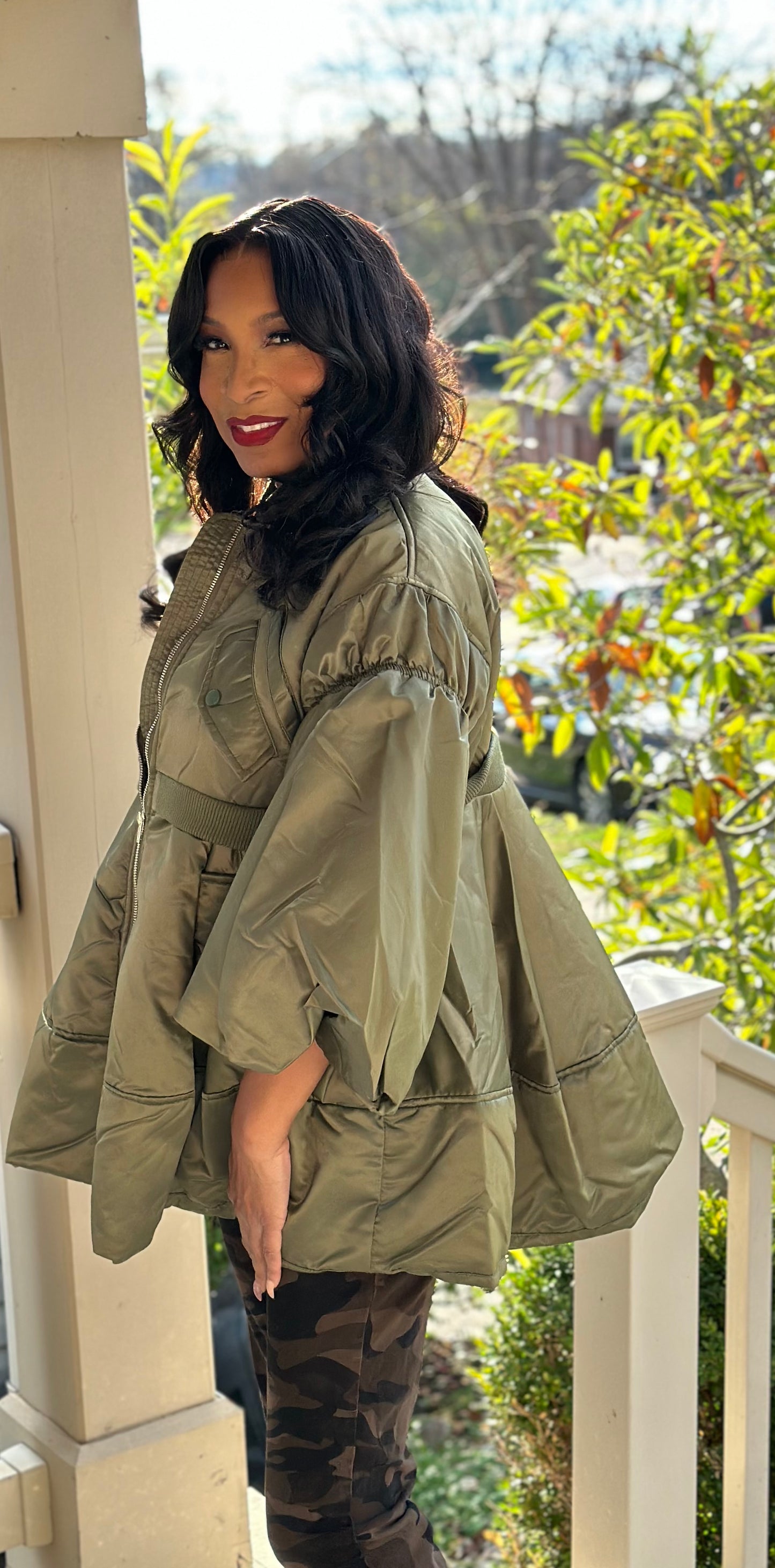 Satin Army Green Jacket